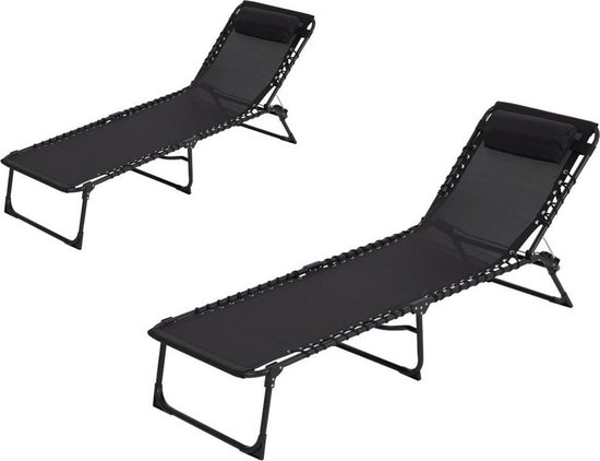 Chaise de jardin Chaise de plage Transat pliable | Lit Zwart brancard Noir  | | bol.com
