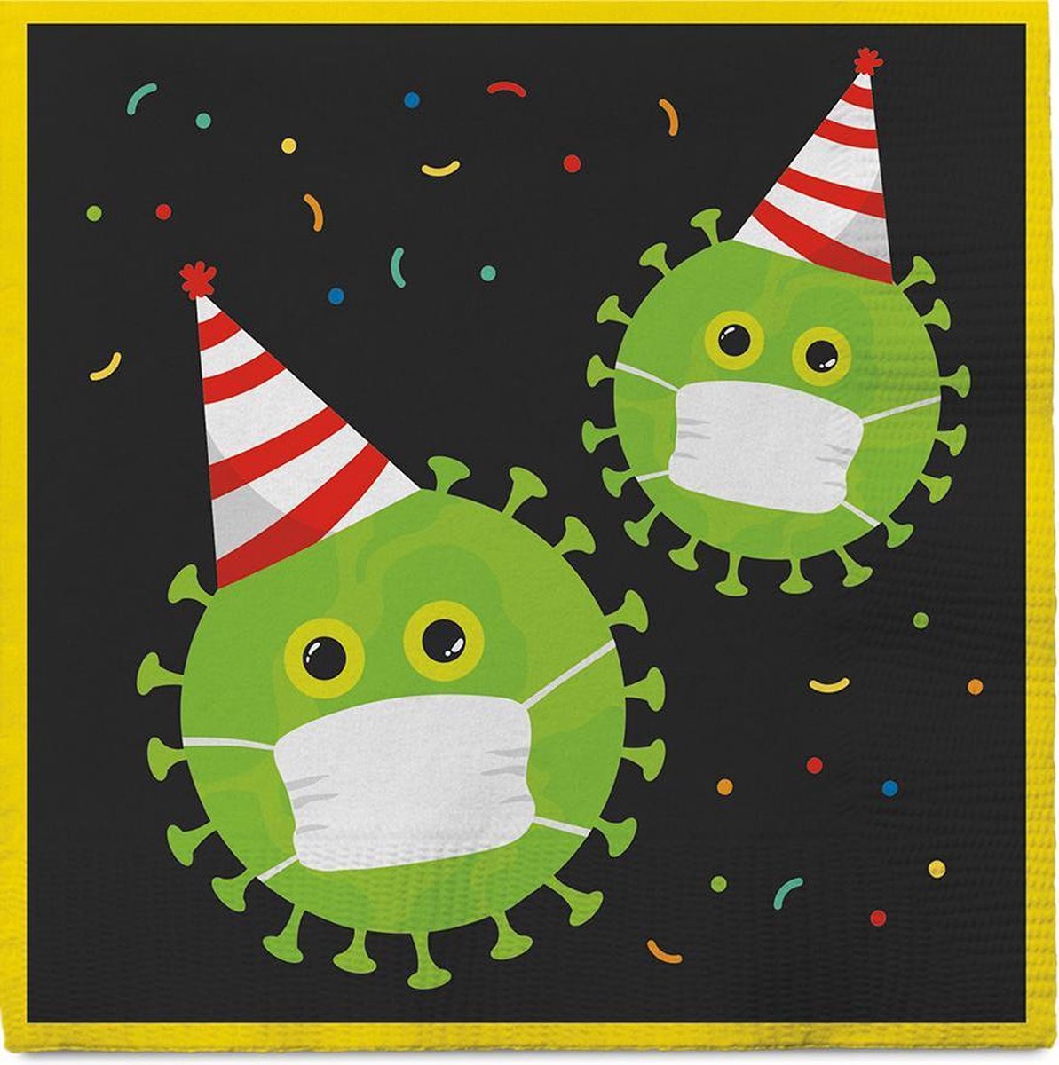 Boland - Servetten Party Safe - 33 cm - Virus - Mondkapje - Papier - Zwart/Groen - 12 Stuks