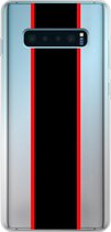 Samsung Galaxy S10+ - Smart cover - Transparant - Streep - Zwart - Rood