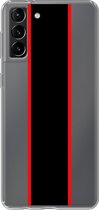 Samsung Galaxy S21 Plus - Smart cover - Transparant - Streep - Zwart - Rood