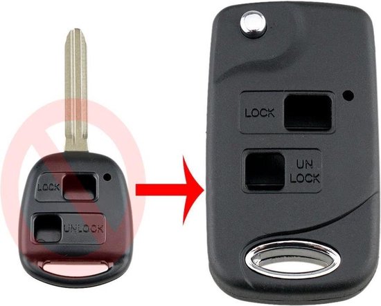 2 Knoppen klapsleutel ombouwset sleutelbehuizing geschikt voor Toyota -  Lexus / Toyota... | bol.com