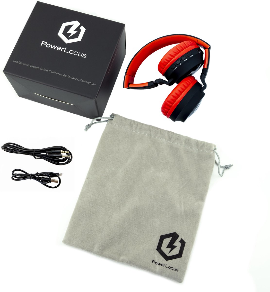 PowerLocus Buddy Draadloze On-Ear Koptelefoon voor Kinderen, LED lampjes, 85db Limiet, met Microfoon, Micro SD poort - Zwart/Rood – foto 5