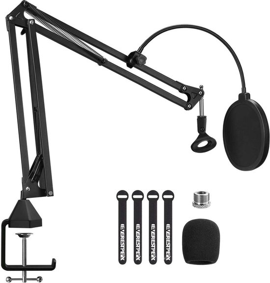 EverestPeak® E20 Microfoon Arm + Popfilter - Studio - Inclusief  Tafelklem