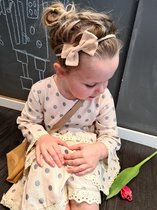 Hii You Haarband met strik - Baby en kind haardband - 1 Okergeel en 1 crème - Haarstrik - Elastiek met strik