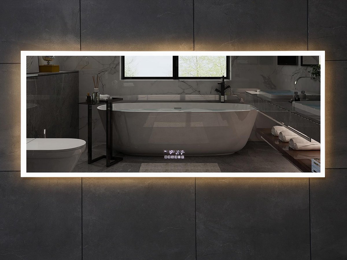 Mawialux LED Spiegel - 180cm - Rechthoek - Verwarming - Digitale klok - Bluetooth - MR3180