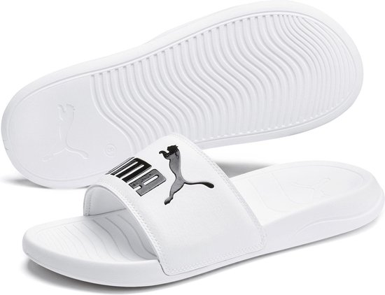 Afleiden Verkleuren vergeven Puma Slippers - Maat 44.5 - Unisex - wit - zwart | bol.com