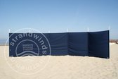 Strand Windscherm 6 meter dralon effen marine blauw met houten stokken