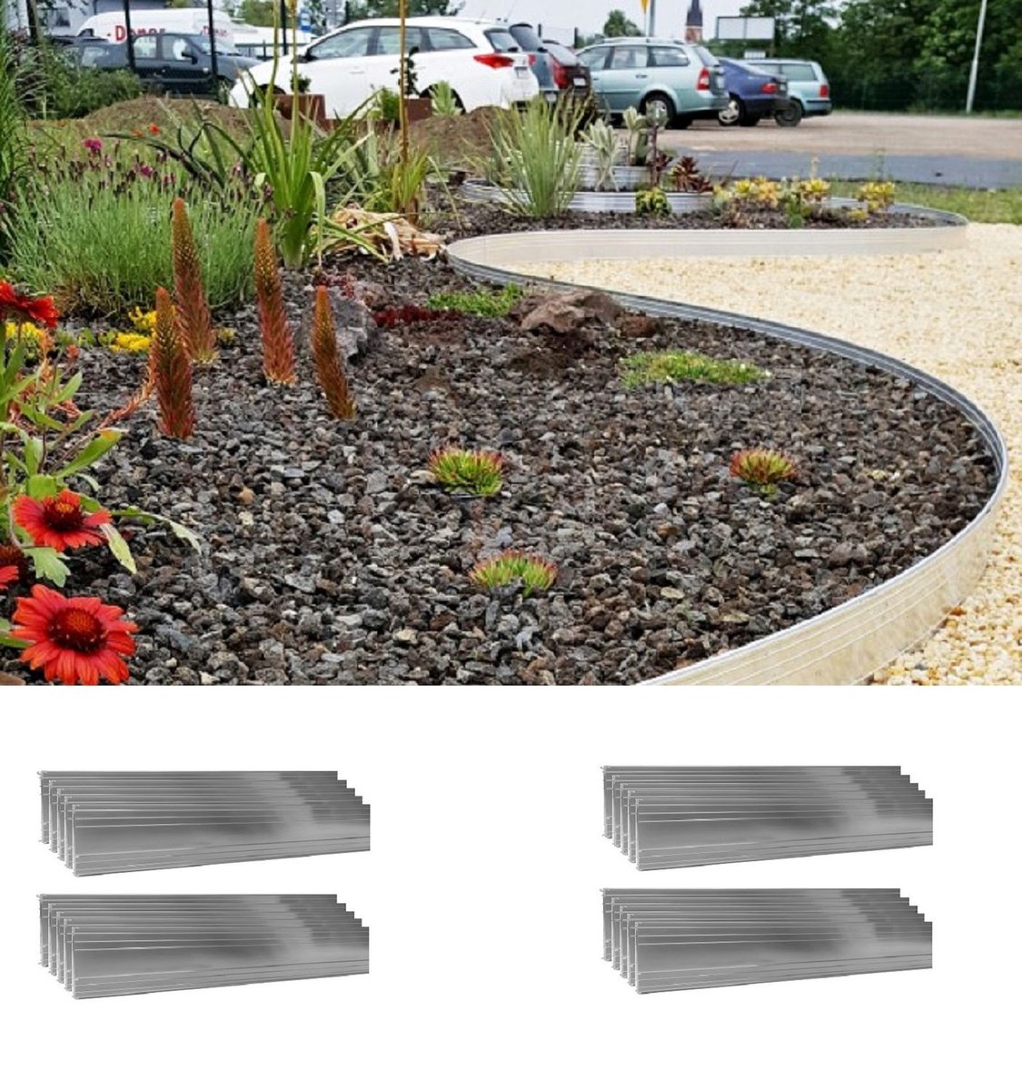 Set van 20 Ultra sterke aluminium Borderranden 24cm x 1m (20m lang) | Gazonrand | Kantopsluiting