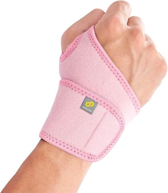 Bracoo WS10 Polsbandage Polsbrace - verstelbare neopreen band - wrist support - roze