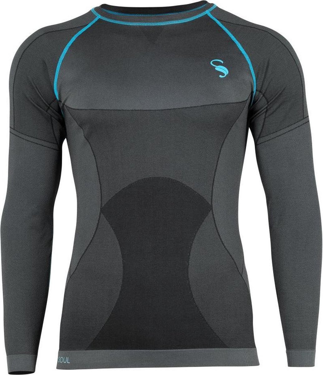 Performance heren sportshirt met lange mouwen - t-shirt - Zwart/Grijs - Maat S/M