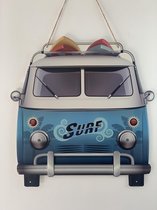 Metalen wandbord surf bus blauw