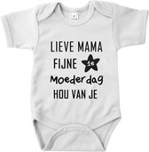 Moederdag Cadeau | Babyrompertje eerste moederdag | Eerste moederdag | Bedrukte babyromper moederdag cadeau | Bedrukte baby romper | Romper als moederdagcadeau | Mama ik hou van je | Maat 80 