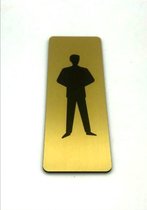 Deurbordje Toilet - WC bordjes – Tekstbord WC – Toilet bordje – WC - Bordje – Heren Toilet – Man - Geborsteld Goud Look – Pictogram - Zelfklevend - 5 cm x 15 cm x 1,6 mm - 5 Jaar G