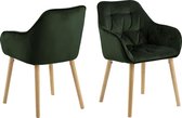Set van 2 Brick eetkamerstoel met armsteunen, velours groen.
