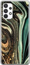 Samsung Galaxy A32 4G siliconen hoesje - Marble khaki - Soft Case Telefoonhoesje - Groen - Marmer