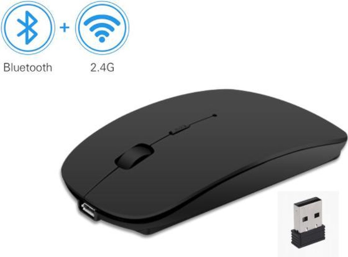 Astilla Products - Draadloze muis 2.4 Ghz - Bluetooth USB ontvanger - Ideaal voor Laptop, desktop en tablet - Zwart