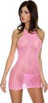 Music Legs Mini Halter Jurk - Neon Roze