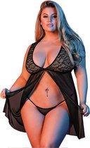 Fly Away Baby Doll & G-String Set - Black