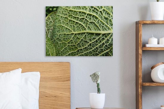 Les veines de la feuille dans un chou vert Toile 40x30 cm - petit - Tirage photo sur toile (Décoration murale salon / chambre)