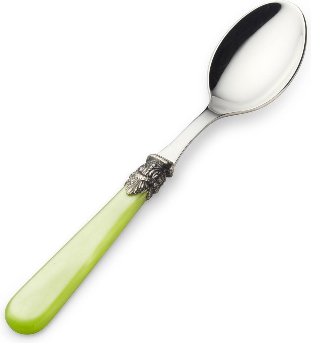 Suikerlepel / Dessertlepel, Lichtgroen met Parelmoer