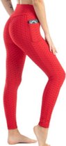 Push Up Sportlegging met Zakken – Maat L – Rood