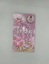 Prinsessen Accessoireset | Prinssessen Toverstaf + Kroon + Elsa Haar Vlecht | Frozen Haar Vlecht - 3 delig licht Roze