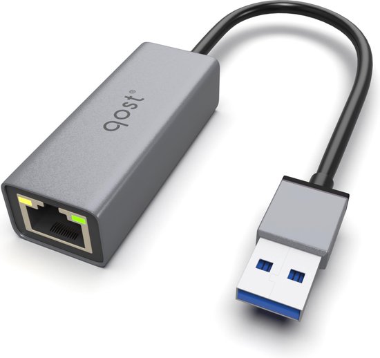 Levendig evolutie Toepassen Qost USB 3.0 Naar Ethernet Adapter - USB-A naar Internet Poort -  10/100/1000 Mbps... | bol.com