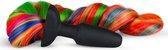 Siliconen Buttplug Met Staart - Regenboog