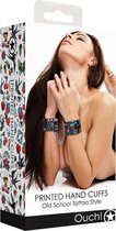 Printed Hand Cuffs - Old School Tattoo Style - Black - Bondage Toys - Handcuffs - Cuffs