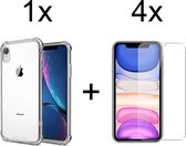 iPhone XR hoesje shock proof case transparant cover hoes hoesjes - 4x iphone XR screenprotector screen protector