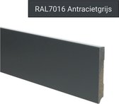 Hoge plinten - MDF - Moderne plint 90x12 mm - Grijs - Voorgelakt - RAL 7016 - Per stuk 2,4m