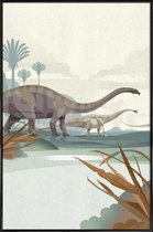 JUNIQE - Poster in kunststof lijst Diplodocus illustratie -40x60