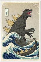 JUNIQE - Poster in kunststof lijst The Great Godzilla off Kanagawa