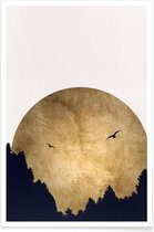 JUNIQE - Poster Two Birds Gold -20x30 /Ivoor