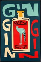 JUNIQE - Poster in kunststof lijst Gin Gin Gin -40x60 /Rood