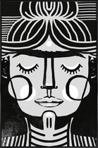 JUNIQE - Poster met kunststof lijst Dreaming Frida -13x18 /Wit & Zwart