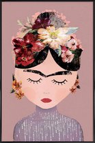 JUNIQE - Poster in kunststof lijst Frida Pastell -60x90 /Paars & Roze