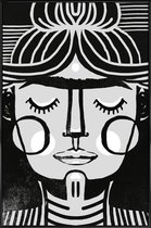 JUNIQE - Poster in kunststof lijst Dreaming Frida -20x30 /Wit & Zwart