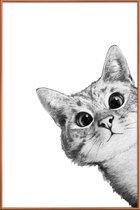 JUNIQE - Poster met kunststof lijst Sneaky Cat illustratie -60x90