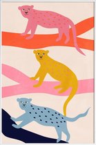 JUNIQE - Poster in kunststof lijst Leopard Tree -30x45 /Kleurrijk