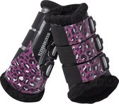 RelaxPets - Weatherbeeta - Peesbeschermers - Leopard - Brushing Boots - Zwart Bon onderlegd - Pink - Cob