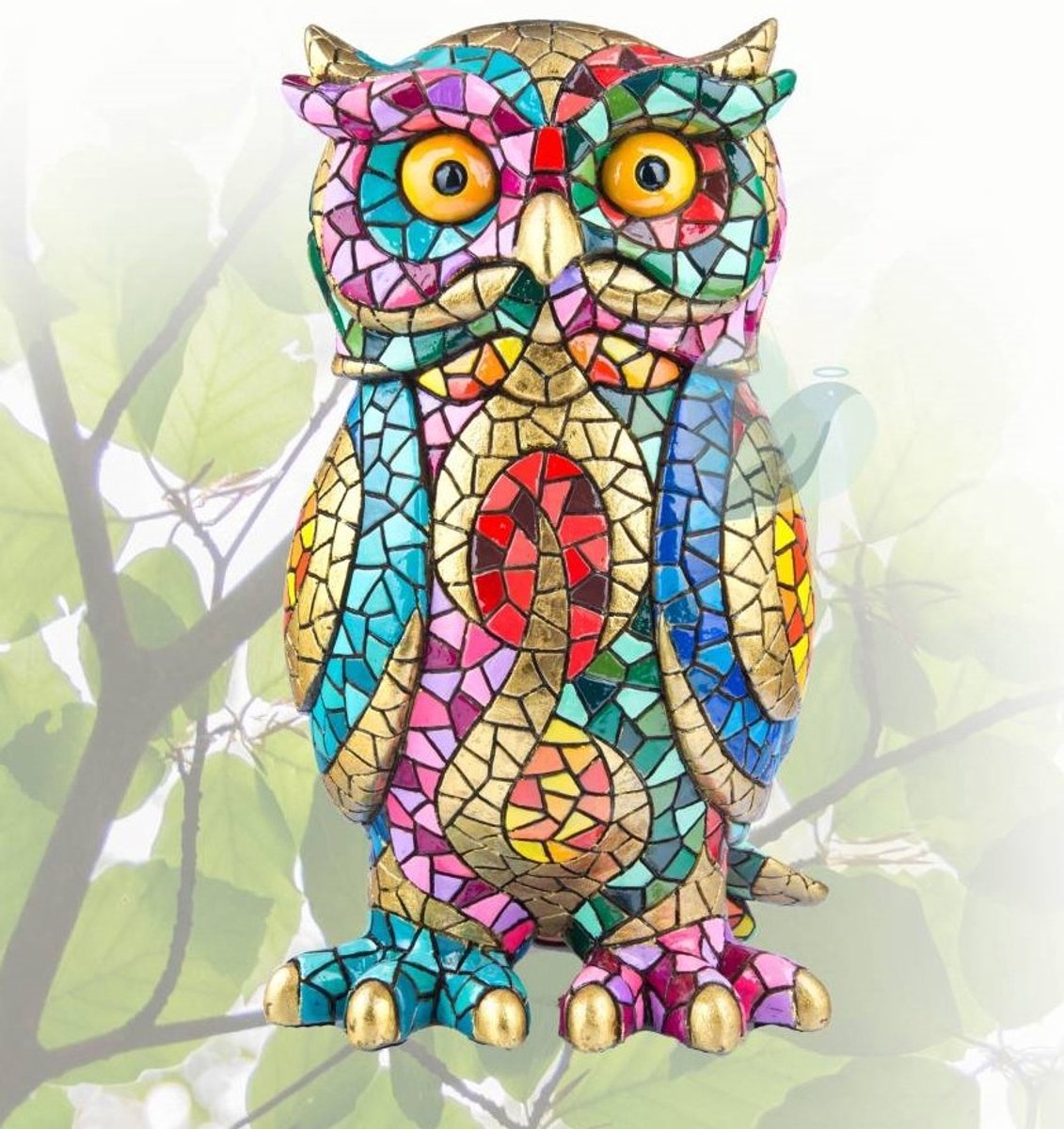 Barcino Design Carnival beeld uil multi-colored 11 cm