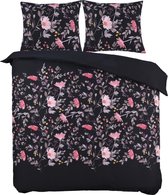 Cotton Club Dekbedovertrek - Floral - 200x200/220cm - Zwart/Roze