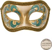 Venetiaans masker Acquirio metallic goud turquoise OP=OP