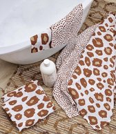 Meyco baby hydrofiele swaddles 2pack - panter / cheetah - Camel - 120x120 cm - panter / leopard - luipaardprint - Camel - hydrofiel doeken - wikkeldoek