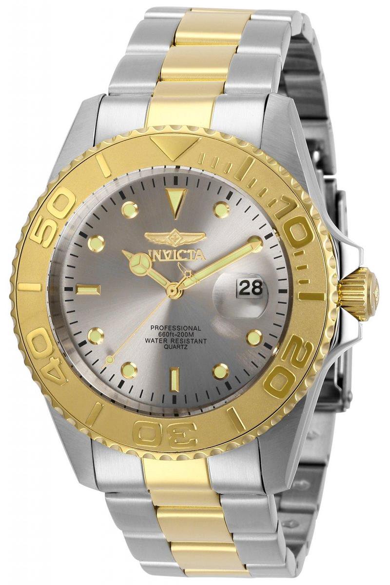 Invicta Pro Diver 29950 Heren Horloge - Waterdicht - Analoog - Quartz Uurwerk - Roestvrij Staal met grijze Wijzerplaat - 43mm