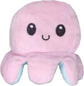 Octopus knuffel - Octopus knuffel mood - Octopus knuffel omkeerbaar - Reversible - Licht roze - Appelblauwzeegroen - TikTok