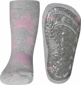 Antislip sokken lichtgrijs met roze sterren-19/20