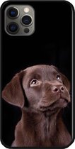 ADEL Siliconen Back Cover Softcase Hoesje Geschikt voor iPhone 12 Pro Max - Labrador Retriever Hond Bruin