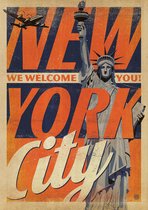 valentijn cadeautje voor hem / Vintage Steden Poster - New York City - Wandposter 60 x 40 cm